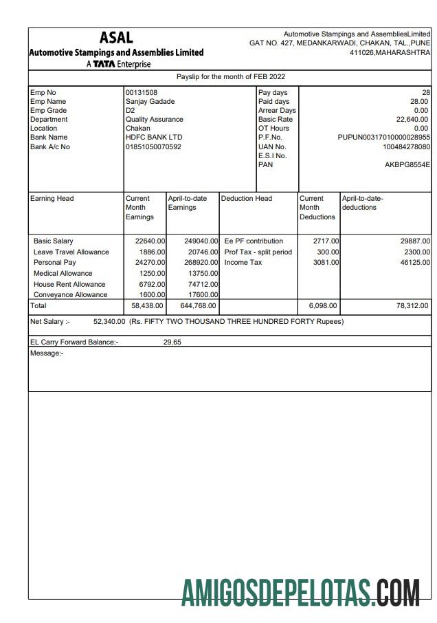 Estampados e montagens automotivasRecibo de pagamento limitado exemplo